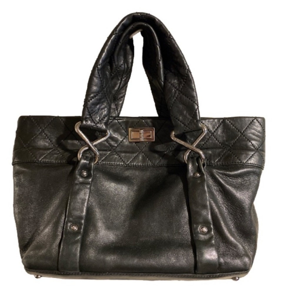 Chanel 2.55 Matelasse Turn Lock Tote Leather Handbag